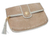Leather clutch handbag, 'Beige Temptation' - Snakeskin Textured Beige Leather Clutch Handbag