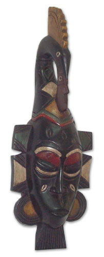 Ivoirian wood mask, 'Secret Guro Bird' - Ivory Coast Wood Mask