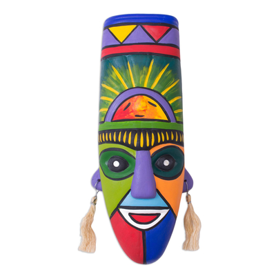 Ceramic mask, 'Inca Priest' - Hand Crafted Ceramic Mask