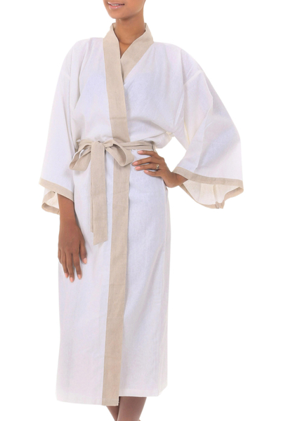 Women's robe, 'Fly Away in Beige' - Women's Handmade Rayon Robe from Bali