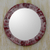 Wood wall mirror, 'Rustic Wine' - Rustic Wine and Off White Round Wood Wall Mirror