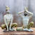 Celadon ceramic statuettes, 'Practicing Yoga' (pair) - Celadon ceramic statuettes (Pair)