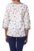 Cotton tunic, 'Floral Garden' - White Cotton Tunic with Floral Block Print and Beading (image 2b) thumbail