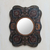 Leather wall mirror, 'Floral' - Dark Green Leather Wall Mirror Peru Colonial Style