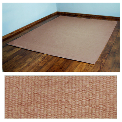 Wool rug, 'Modern Beige' (6.5x8) - Modern Beige Handwoven Area Rug (6.5x8.5)