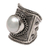 Cultured pearl cocktail ring, 'Glowing Heroine' - Wide Silver and Cultured Mabe Pearl Ring from Bali (image 2d) thumbail