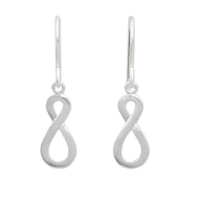 Sterling silver dangle earrings, 'Into Infinity' - Handcrafted Infinity Symbol Sterling Silver Dangle Earrings