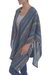 100% Alpaca knit ruana, 'Dream Weaver' - Striped Multi-Color and Turquoise 100% Alpaca Ruana