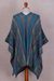 100% Alpaca knit ruana, 'Dream Weaver' - Striped Multi-Color and Turquoise 100% Alpaca Ruana