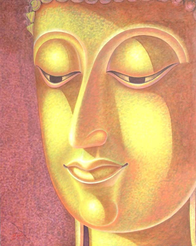„Das Licht der Wärme“ (2006) – Acryl-Buddha-Gemälde