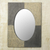 Wood and metal wall mirror, 'Oval Quadrants' - Artisan Crafted Aluminum and Wood Wall Mirror from Ghana (image 2) thumbail