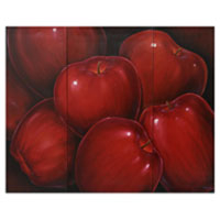 'Danza de la tentación' (tríptico) - Óleo sobre lienzo Pintura tríptico de manzana roja madura