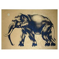 'Golden Light' (2004) - Original on Canvas Acrylic Elephant Painting