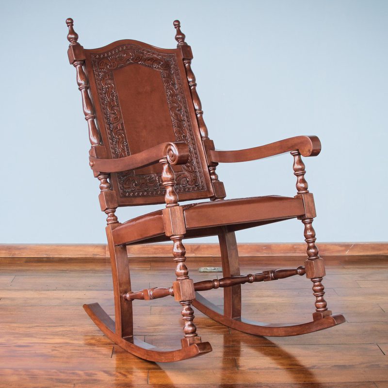Inca Leather Wood Rocking Chair - Inca Aristocrat | NOVICA