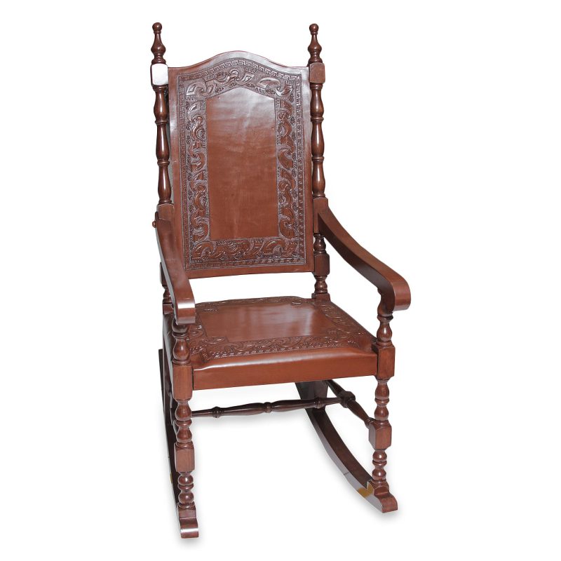 Inca Leather Wood Rocking Chair - Inca Aristocrat | NOVICA