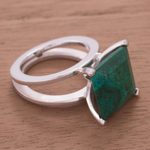 Chrysocolla cocktail ring, 'Prairie' - Sterling Silver Cocktail Chrysocolla Ring