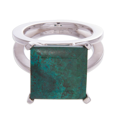 Chrysocolla cocktail ring, 'Prairie' - Sterling Silver Cocktail Chrysocolla Ring