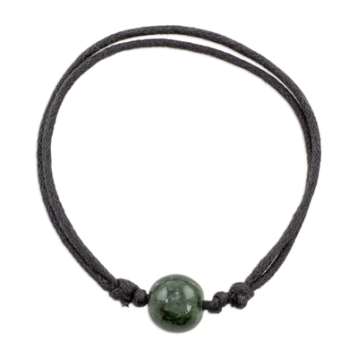 Pulsera colgante de jade - Pulsera con Colgante de Jade Verde Oscuro Ajustable de Guatemala