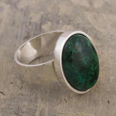 Chrysocolla cocktail ring, 'Sweet Success' - Hand Crafted Sterling Silver and Chrysocolla Ring