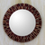 Glass mosaic mirror, 'Golden Flames' - Russet and Gold Round Wall Mirror Crafted from Glass