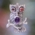 Garnet and amethyst pendant, 'Wise Owl' - Sterling Silver and Amethyst Owl Pendant