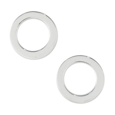 Sterling silver stud earrings, 'Simple Circles' - Handcrafted Sterling Silver Stud Earrings from Thailand