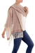 Cotton shawl, 'Natural Combination in Brown' - Pale Beige Cotton Shawl with Fringe from Guatemala (image 2c) thumbail