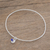 Fine silver bangle bracelet, 'Hammered Ring in Blue' - Fine Silver Bangle Bracelet in Blue from Guatemala