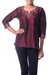 Silk tunic, 'Classy Wine' - Artisan Crafted Embroidered 100% Silk Tunic