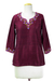 Silk tunic, 'Classy Wine' - Artisan Crafted Embroidered 100% Silk Tunic