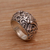 Sterling silver domed ring, 'Vine Palace' - Handmade 925 Sterling Silver Dragonfly Motif Cocktail Ring (image 2) thumbail