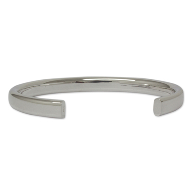 Sterling silver cuff bracelet, 'Gleaming Perfection' - Sleek Polished Taxco Sterling Silver Cuff Bracelet