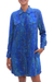 Batik rayon shirtdress, 'Ocean Orchid' - Rayon Batik Shirtdress in Blue and Green Floral Print (image 2b) thumbail