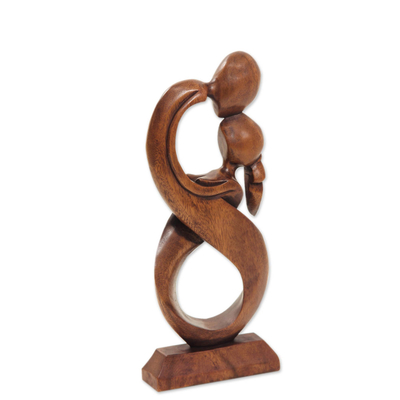 Wood sculpture, 'Kiss Me' - Wood sculpture