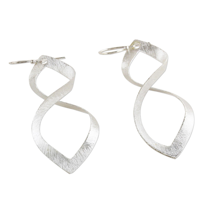 Sterling silver dangle earrings, 'Infinite Life' - Sterling Silver Wave Motif Dangle Earrings from Thailand