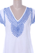 Cotton tunic, 'Blue on White Elegance' - White Cotton Tunic with Indian Embroidery Designs in Blue