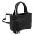 Leather shoulder bag, 'Flower Carrier in Black' - Floral Embossed Leather Shoulder Bag in Black from Mexico thumbail