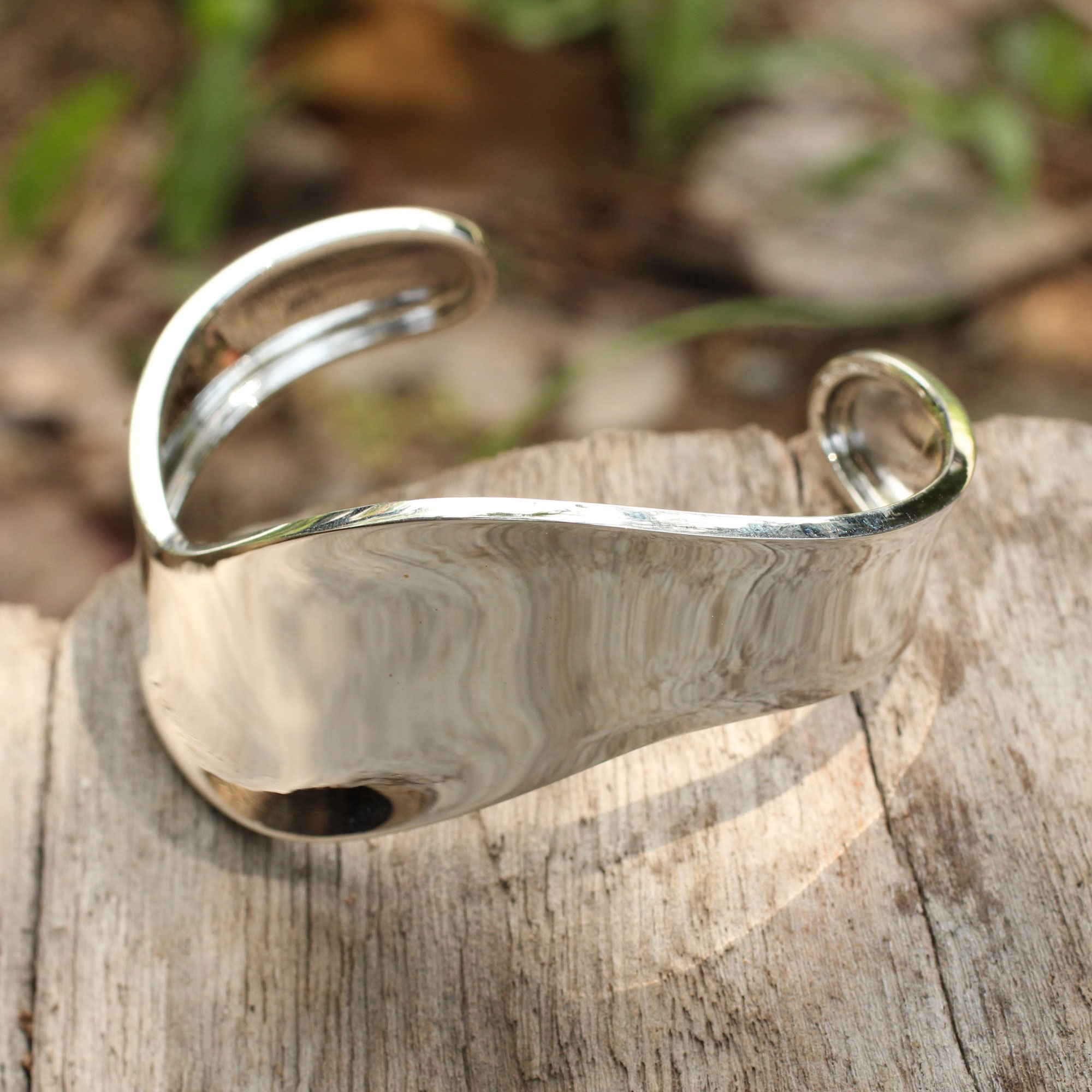 Silver wave cuff bracelet hot sale
