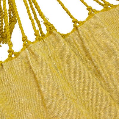 Cotton hammock, 'Golden Autumn' (single) - Goldenrod Yellow Cotton Hammock with Tassels (Single)