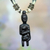 Ebony and leather pendant necklace, 'Promised Love' - Ebony Sculpture Leather Pendant Necklace (image 2) thumbail