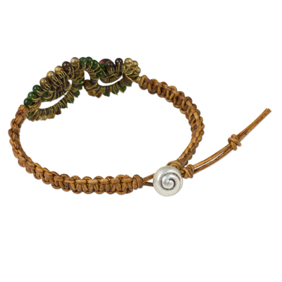Multi-gemstone and leather beaded bracelet, 'Bohemian Swirl' - Thai Handcrafted Leather Bracelet with Gemstones