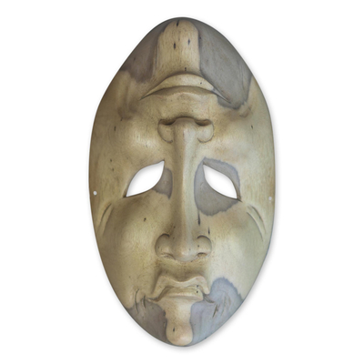 Wood mask, 'Comedy and Tragedy' - Hand Carved Wood Mask