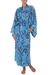 Batik robe, 'Sapphire Dreams' - Batik Patterned Robe thumbail
