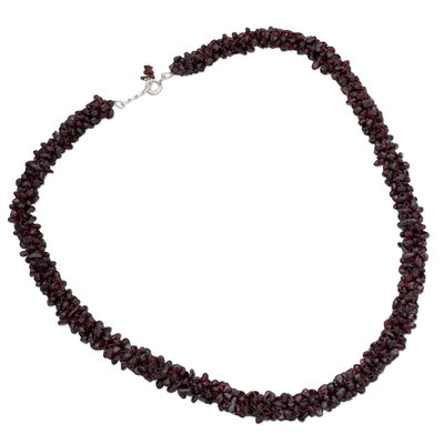 Garnet beaded necklace, 'Love's Fortunes' - Indian Artisan Crafted Beaded Garnet Necklace
