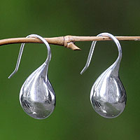 Sterling silver drop earrings, 'Moonlit Raindrops' - Sterling Silver Drop Earrings