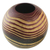 Wood decorative vase, 'Ripple Effect' - Hand Carved and Etched Mango Wood Decorative Spherical Vase thumbail