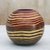 Wood decorative vase, 'Ripple Effect' - Hand Carved and Etched Mango Wood Decorative Spherical Vase (image 2b) thumbail