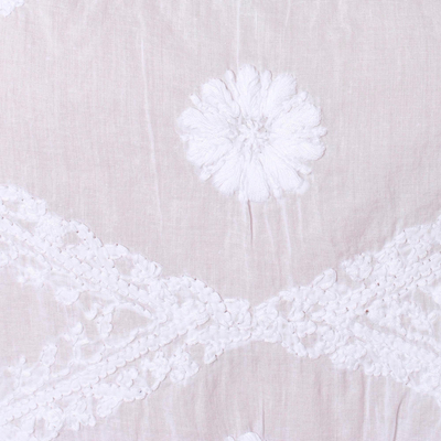Hohle Baumwollbluse - Hohle weiße handbestickte Bluse aus 100 % Baumwolle