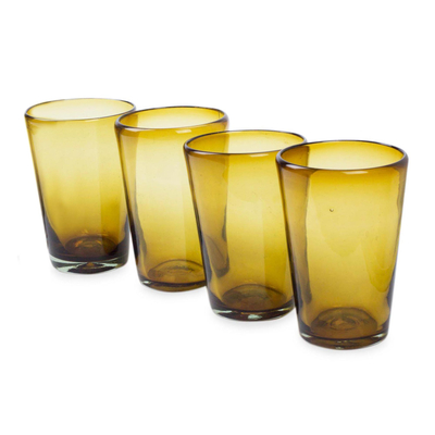 Vasos para beber (juego de 4) - Vasos de agua únicos de vidrio reciclado soplados a mano (juego de 4)