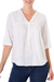 Cotton tunic, 'Flirty Summer' - Three-Quarter-Length Sleeve Cotton Tunic from El Salvador